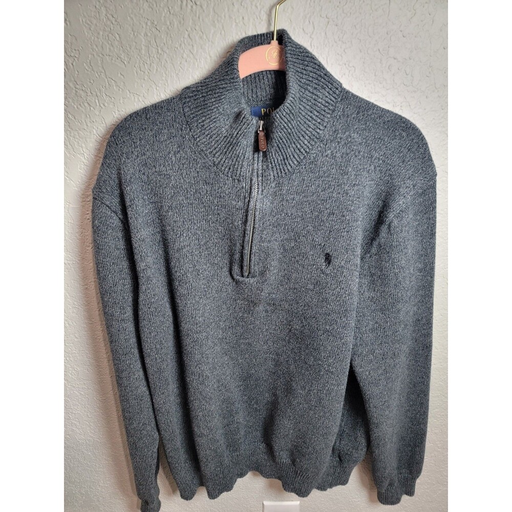 Polo Ralph Lauren Men’s XXL Gray Quarter Zip Knit Sweater Cotton Blend